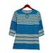 Liz Claiborne New York Top Sz XS 3/4 Sleeve Striped Tee Blue A262180