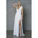 Amelia Couture Womens White Sleeveless V-Neck Maxi Dress