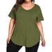 Avamo Plus Size Essential V-Neck T-Shirt for Women Short Sleeve Tops Casual Loose Pullover with Pockets
