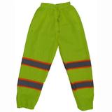 LMPO-CE-4X-5X 2 in. Lime Mesh Traffic Pants & Orange Contrast Binding Silver Reflective Tapes Ansi Class E, 4X & 5X