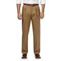 Mens Haggar Premium No-Iron Khaki Stretch Classic-Fit Pleated Expandable Waist Pants British Khaki