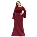 Ever-Pretty Women's Lace Mermaid Long Plus Size Wedding Guest Gowns with Short Sleeves 09142 Burgundy US20