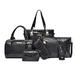 Zewfffr 6pcs/set Alligator Pattern Shoulder Handbags Leather Women Clutch (Black)