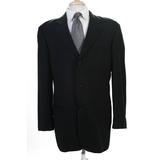 Pre-ownedBoss Hugo Boss Mens Three Button Blazer Jacket Black Wool Size 44 Regular