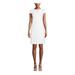 ANNE KLEIN Womens White Solid Cap Sleeve Keyhole Short Body Con Cocktail Dress Size 10
