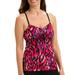 Dolfin Aquashape Women's Print Tie-Front Tankini Top Swimsuit in Ikat, Size Medium