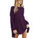 S-XXXL Ladies Solid Color Loose Tunic Autumn Office T-Shirts Long Dolman Sleeve Vacation Fashion Shirts Tops Women's Loungewear Workwear T-Shirts Pullover Tunics