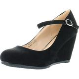 Bella Marie Denise-1 Women's round toe wedge heel mary jane squeaky strap suede shoes