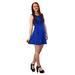 Peach Couture Womens Solid Color Sleeveless Princess Seam A line Dress Blue Large