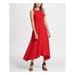 DKNY Womens Red Sleeveless Jewel Neck Knee Length Fit + Flare Wear To Work Dress Size 2