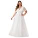 Ever-Pretty Womens Elegant V-Neck Wedding Party Dresses for Women 79622 White US8