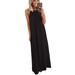 New Women's Sleeveless Long Dress Casual Summer Dress Solid Color Slim Halter wear Crewneck Basic Party Dress