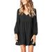 Women Fashion Tunic Dress V Neck Casual Loose Flowy Swing Shift Dresses