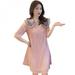 Chiffon V Collar Short Sleeve Dress Women Pleat Loose Solid Dress Elegant Tights Stretch Sweet Dresses Vestidos