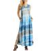 Casual Loose Dress for Women Stripe Print Maxi Dress Sleeveless Round Neck Blouse Shirt Tunic Dress Summer Dress for Lady