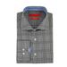 DTI GV Executive Mens Check Dress Shirt Cotton Barrel Cuff Black White Black White