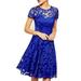 Women Floral Lace Crochet Scoop Neck Cocktail Formal Swing Dress Ladies Party Midi Dress