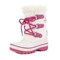 Dream Pairs Boys Girls Toddler Kids Ankle Winter Snow Boots Faux Fur-Lined Soft Boots Shoes Warm forester White/Fuchsia Size 12