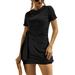 Women's Summer Casual T Shirt Dresses Ruched Short Sleeve Shift Mini Dress Beach Sundress