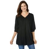 Woman Within Women's Plus Size Pleat-Front Tunic With Three-Quarter Sleeves