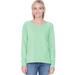 Kavio JFP0674 Juniors French Terry Raw Edge Raglan High-Low Long Sleeve-Ice Green-M