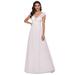 Ever-Pretty Womenâ€˜s V Neck Elegant Floral Lace Empire Waist Maxi Wedding Prom Dresses 00217 Cream US12