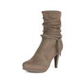 DREAM PAIRS Womens Suede Mid Calf Winter Warm Faux Fur Lined Kitten Heel Boots VIVI KHAKI Size 10.5