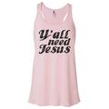 Women's Sunday Tank Top "Y'all Need Jesus" Bella Tank Top Gift -Funny Threadz X-Large, Light Pink