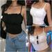 Sexy Summer Women Ruffles Tank Top Fashion Ladies Sleeveless Strapless Ruched Slim Camisole