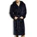 Aunavey Men's Warm Flannel Fleece Robe Shawl Collar Pockets Spa Robe Lightweight Bathrobe with Belt