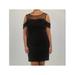 R&M RICHARDS Womens Black Cold Shoulder Solid Sleeveless Illusion Neckline Short Fit + Flare Evening Dress Size 20W