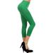 Lady Seamless Capri Leggings w/ High Wast Pants Tummy Control Workout Running 4 Way Stretch Yoga Leggings - (Kelly Green)