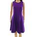 Lauren Ralph Lauren Womens Ponte Faux Leather Trim Wear To Work Dress Purple S