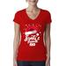 Santa's Favorite Ho Ugly Christmas Sweater Female Junior Fit V-Neck Tee, Red, Medium