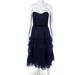 Marchesa Notte Womens Strapless Tulle Gown Royal Blue Silver Size 4