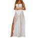 Karuedoo Women Stars Perspective Mesh Long Mesh Sleeveless Backless Long Dress