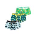 UKAP Men Cartoon Print Boxer Shorts No Ride Up Breathable Underwear Low Rise Cotton Stretch Briefs Underpants 3-Pack