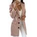 Autumn and winter solid color suit collar mid-length double-breasted woolen coat women