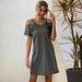 New Women's Summer Sexy Off Shoulder V Neck Short Sleeve Apparel Casual Trendy Boutique Loose Dress Plain Elegant Dress