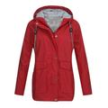 Tomshoo Fashion Women Hooded Jacket Waterproof Solid Long Sleeve Zip Rain Outerwear