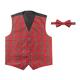 Jacob Alexander Red Christmas Plaid Men's Vest and Pre-Tied Banded Bow Tie Set - Large