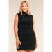 Plus Size Sleeveless Ribbed Knit Semi-turtleneck Mini Dress 3XL