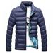 Men Retro Solid Color Thick Cotton Winter Stand Collar Casual Stand Collar Winter Warm Zipper Coat