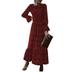 Avamo Ladies Polka Dot Vintage Swing Dress Pleated Smock Hem Tunic Dress Womens Flared Cuff Party Dress Ruffle Hem Pleated T Shirt Dress