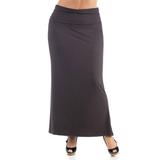 24seven Comfort Apparel Plus Size Purple Tie Dye Print Foldover Maxi Skirt