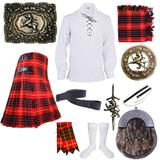 Highland Kilts Outfit Cameron Red Tartan Lion Rampant Accessories Set 10 pcs