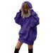 Avamo Women Casual Loose Long Hoodie Punk Pocket Hooded Sweatshirt Dress for Ladies Drawstring Hooded Pullover Autumn Winter Tunic Blouse Tops