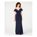 EMERALD SUNDAE Womens Navy Cold Shoulder Solid Spaghetti Strap V Neck Full-Length Pencil Formal Dress Size XS