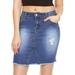 YDX Jeans High Waisted Casual Stretchy Comfy Ripped Frayed Denim Skirt Medium Wash Blue Size Medium