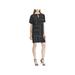 AMERICAN LIVING Womens Black Striped Dolman Sleeve Keyhole Above The Knee Shift Dress Size 4